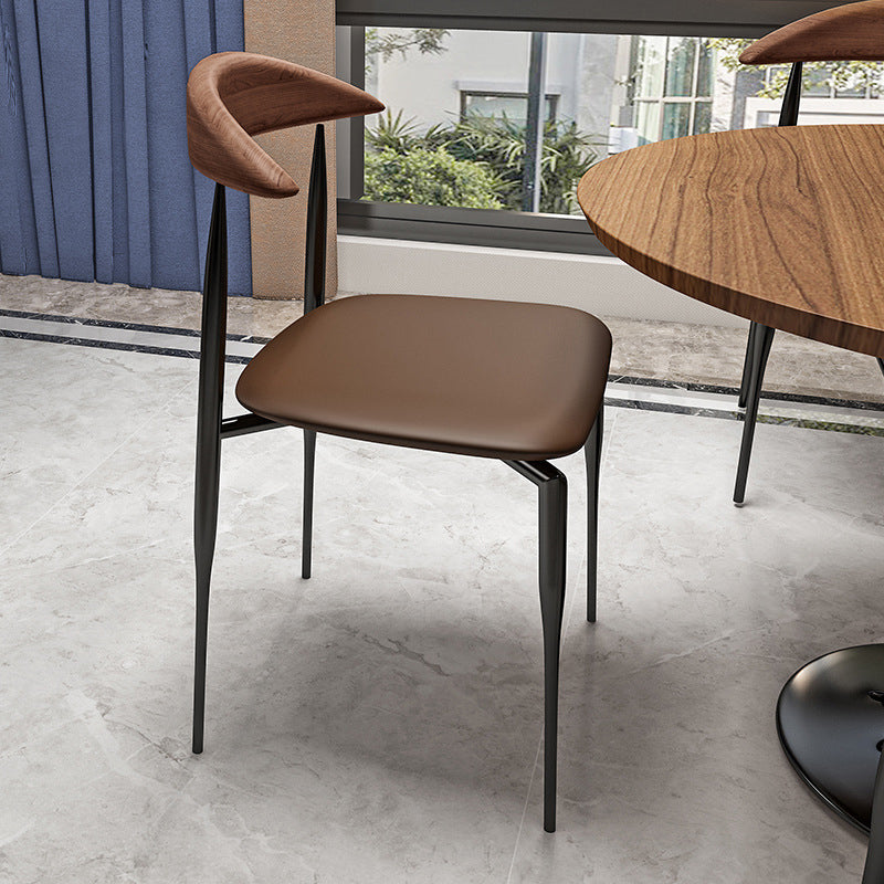 Industrial Armless Dining Chair Kitchen Open Back Side Chair Brown 1 Piece Clearhalo 'Dining Chairs' 'Dining Tables & Seating' 'dining_chair' 'furn' 'furn_dining_chair' 'Furniture' 'Kitchen & Dining Furniture' 6937578