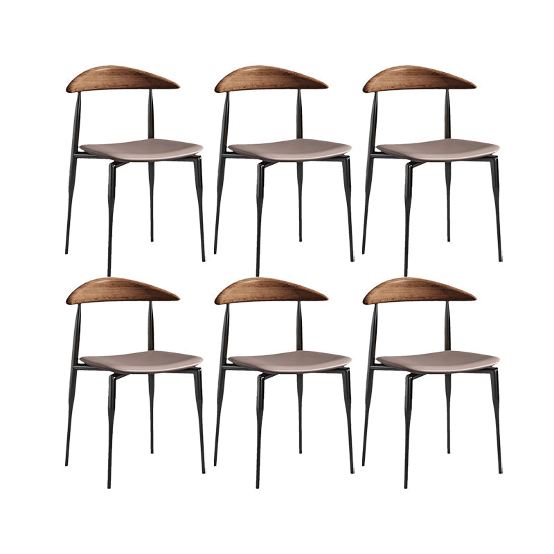 Industrial Armless Dining Chair Kitchen Open Back Side Chair Gray 6 Piece Set Clearhalo 'Dining Chairs' 'Dining Tables & Seating' 'dining_chair' 'furn' 'furn_dining_chair' 'Furniture' 'Kitchen & Dining Furniture' 6937579