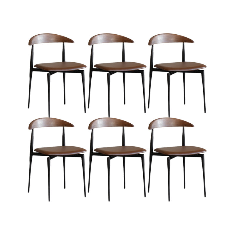 Industrial Armless Dining Chair Kitchen Open Back Side Chair Brown 6 Piece Set Clearhalo 'Dining Chairs' 'Dining Tables & Seating' 'dining_chair' 'furn' 'furn_dining_chair' 'Furniture' 'Kitchen & Dining Furniture' 6937588