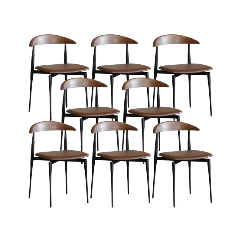 Industrial Armless Dining Chair Kitchen Open Back Side Chair Brown 8 Piece Set Clearhalo 'Dining Chairs' 'Dining Tables & Seating' 'dining_chair' 'furn' 'furn_dining_chair' 'Furniture' 'Kitchen & Dining Furniture' 6937590