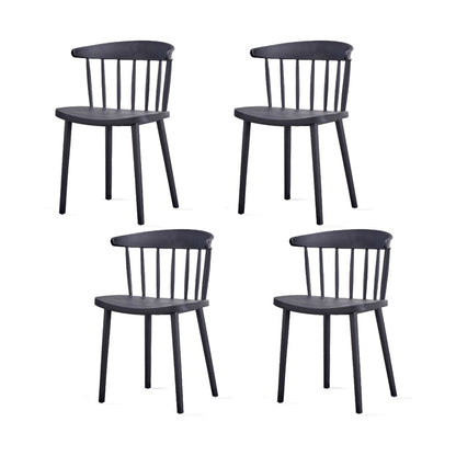 Contemporary Kitchen Dining Chair Plastic Slat Back Side Chair Black 4 Piece Set Clearhalo 'Dining Chairs' 'Dining Tables & Seating' 'dining_chair' 'furn' 'furn_dining_chair' 'Furniture' 'Kitchen & Dining Furniture' 6937598