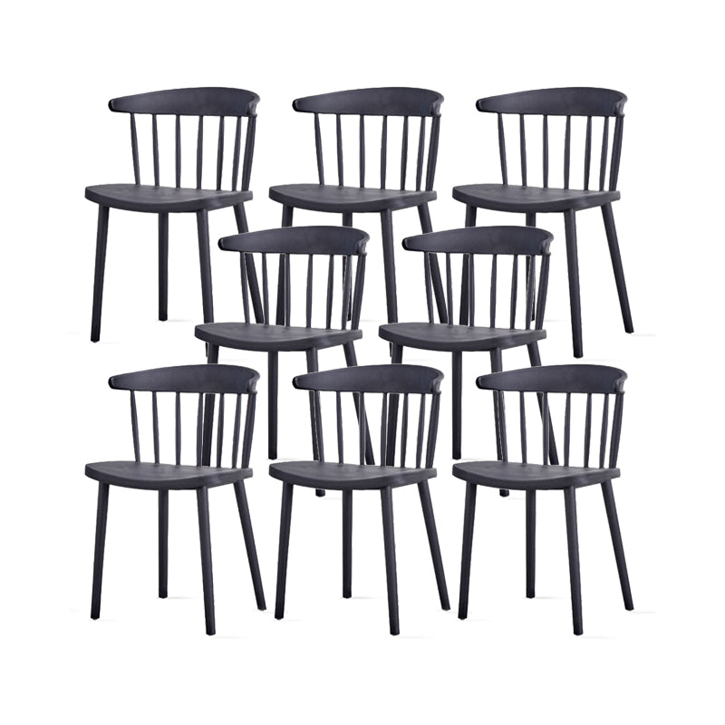 Contemporary Kitchen Dining Chair Plastic Slat Back Side Chair Black 8 Piece Set Clearhalo 'Dining Chairs' 'Dining Tables & Seating' 'dining_chair' 'furn' 'furn_dining_chair' 'Furniture' 'Kitchen & Dining Furniture' 6937600