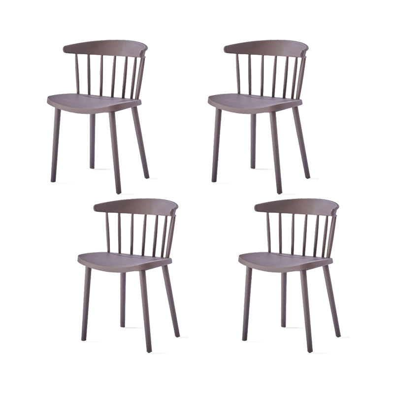 Contemporary Kitchen Dining Chair Plastic Slat Back Side Chair Grey 4 Piece Set Clearhalo 'Dining Chairs' 'Dining Tables & Seating' 'dining_chair' 'furn' 'furn_dining_chair' 'Furniture' 'Kitchen & Dining Furniture' 6937604