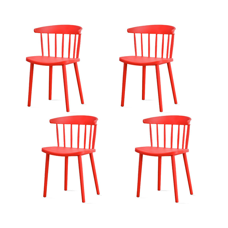 Contemporary Kitchen Dining Chair Plastic Slat Back Side Chair Red 4 Piece Set Clearhalo 'Dining Chairs' 'Dining Tables & Seating' 'dining_chair' 'furn' 'furn_dining_chair' 'Furniture' 'Kitchen & Dining Furniture' 6937609
