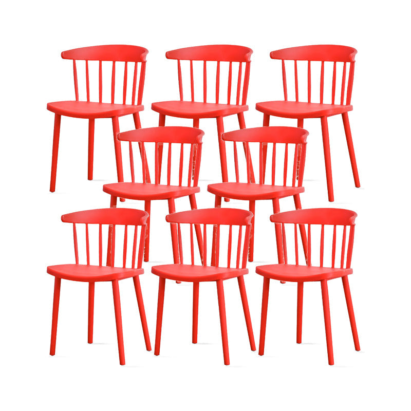 Contemporary Kitchen Dining Chair Plastic Slat Back Side Chair Red 8 Piece Set Clearhalo 'Dining Chairs' 'Dining Tables & Seating' 'dining_chair' 'furn' 'furn_dining_chair' 'Furniture' 'Kitchen & Dining Furniture' 6937611
