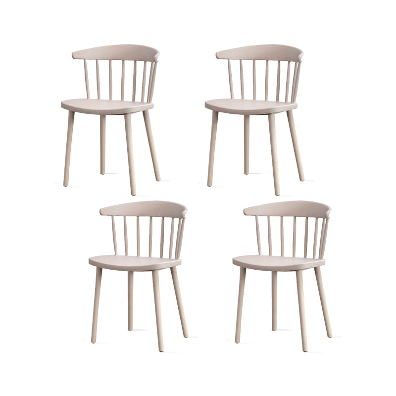Contemporary Kitchen Dining Chair Plastic Slat Back Side Chair Camel 4 Piece Set Clearhalo 'Dining Chairs' 'Dining Tables & Seating' 'dining_chair' 'furn' 'furn_dining_chair' 'Furniture' 'Kitchen & Dining Furniture' 6937613