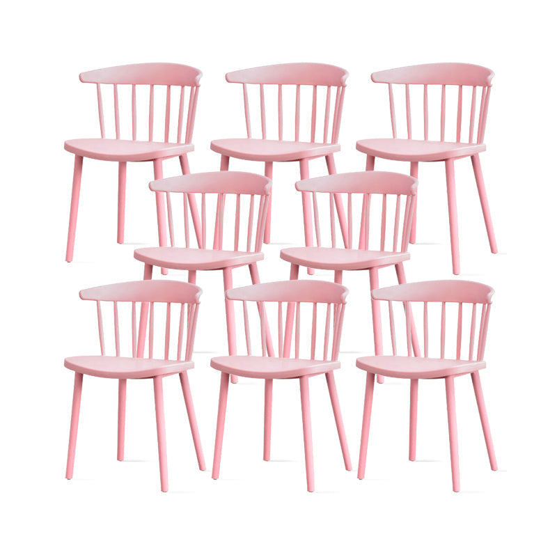 Contemporary Kitchen Dining Chair Plastic Slat Back Side Chair Pink 8 Piece Set Clearhalo 'Dining Chairs' 'Dining Tables & Seating' 'dining_chair' 'furn' 'furn_dining_chair' 'Furniture' 'Kitchen & Dining Furniture' 6937616