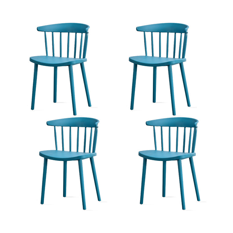Contemporary Kitchen Dining Chair Plastic Slat Back Side Chair Dark Blue 4 Piece Set Clearhalo 'Dining Chairs' 'Dining Tables & Seating' 'dining_chair' 'furn' 'furn_dining_chair' 'Furniture' 'Kitchen & Dining Furniture' 6937617