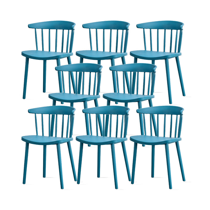 Contemporary Kitchen Dining Chair Plastic Slat Back Side Chair Dark Blue 8 Piece Set Clearhalo 'Dining Chairs' 'Dining Tables & Seating' 'dining_chair' 'furn' 'furn_dining_chair' 'Furniture' 'Kitchen & Dining Furniture' 6937618