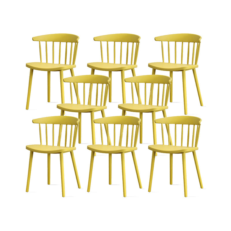 Contemporary Kitchen Dining Chair Plastic Slat Back Side Chair Yellow 8 Piece Set Clearhalo 'Dining Chairs' 'Dining Tables & Seating' 'dining_chair' 'furn' 'furn_dining_chair' 'Furniture' 'Kitchen & Dining Furniture' 6937620