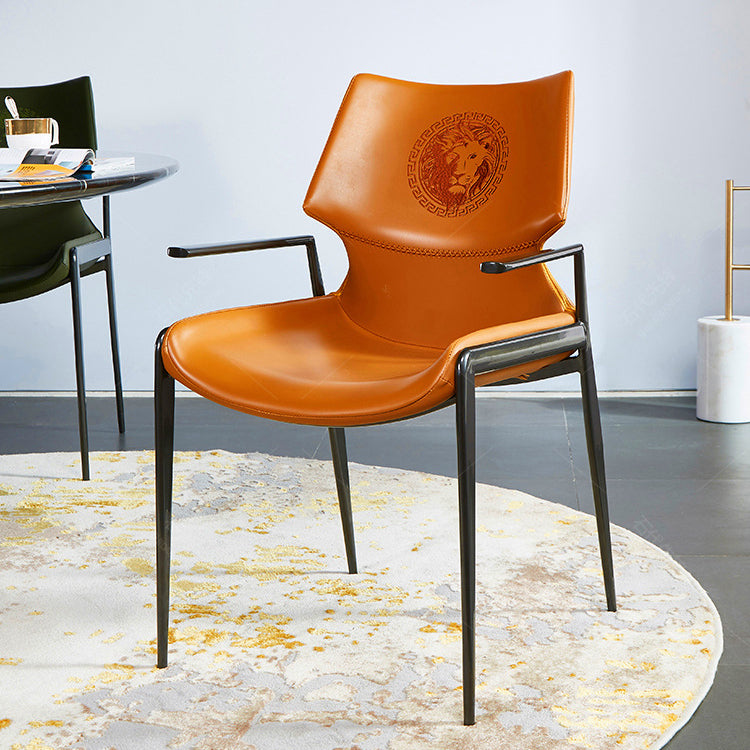 Home Upholstered Arm Dining Chair Faux Leather Wingback Chair Clearhalo 'Dining Chairs' 'Dining Tables & Seating' 'dining_chair' 'furn' 'furn_dining_chair' 'Furniture' 'Kitchen & Dining Furniture' 6937691