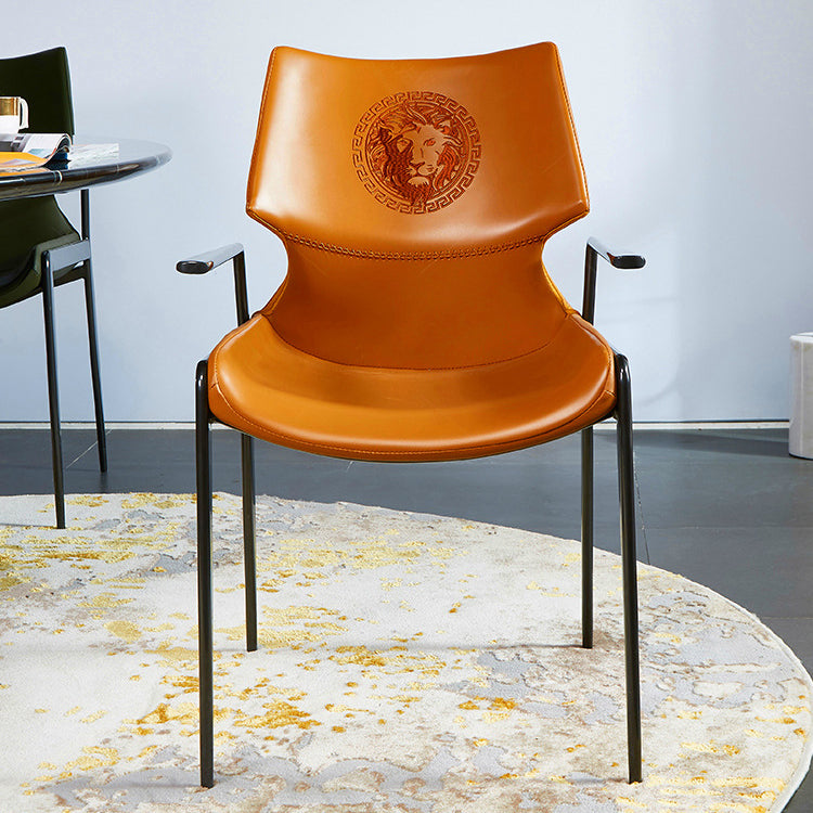 Home Upholstered Arm Dining Chair Faux Leather Wingback Chair Clearhalo 'Dining Chairs' 'Dining Tables & Seating' 'dining_chair' 'furn' 'furn_dining_chair' 'Furniture' 'Kitchen & Dining Furniture' 6937697
