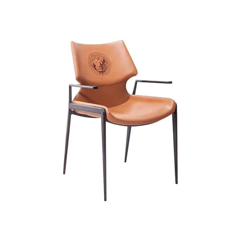 Home Upholstered Arm Dining Chair Faux Leather Wingback Chair Clearhalo 'Dining Chairs' 'Dining Tables & Seating' 'dining_chair' 'furn' 'furn_dining_chair' 'Furniture' 'Kitchen & Dining Furniture' 6937699