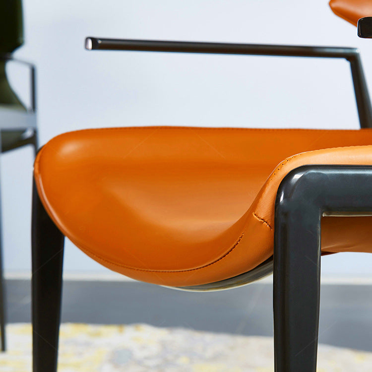 Home Upholstered Arm Dining Chair Faux Leather Wingback Chair Clearhalo 'Dining Chairs' 'Dining Tables & Seating' 'dining_chair' 'furn' 'furn_dining_chair' 'Furniture' 'Kitchen & Dining Furniture' 6937702
