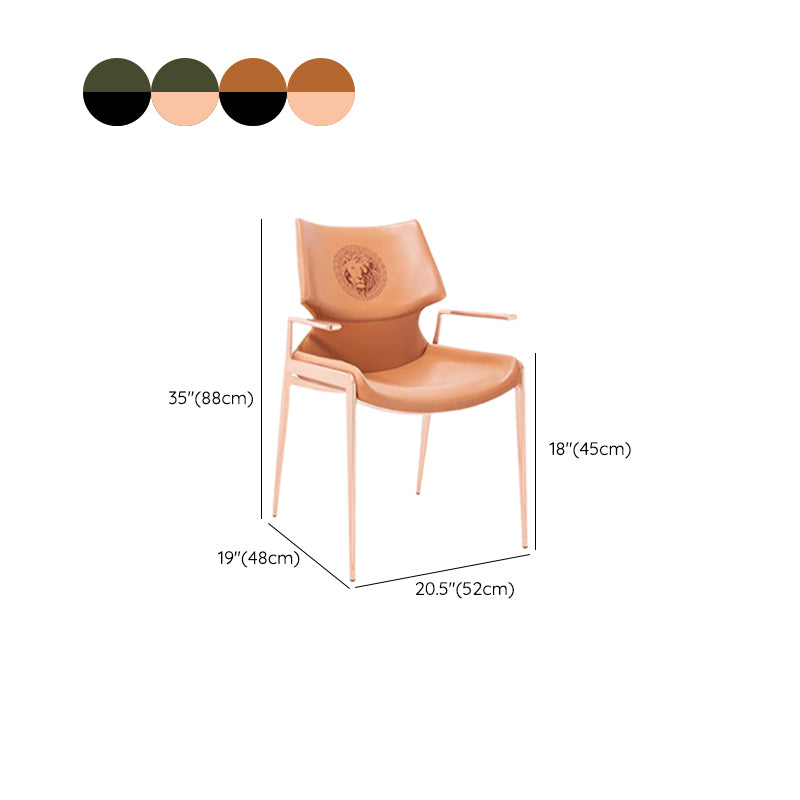 Home Upholstered Arm Dining Chair Faux Leather Wingback Chair Clearhalo 'Dining Chairs' 'Dining Tables & Seating' 'dining_chair' 'furn' 'furn_dining_chair' 'Furniture' 'Kitchen & Dining Furniture' 6937721