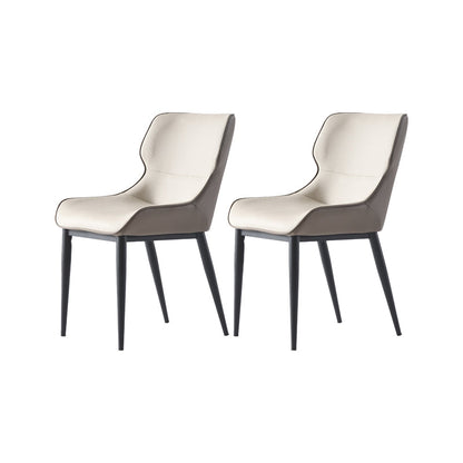 Dining Room Upholstered Chair Home Wingback Faux Leather Dining Chair Off-White 2 Piece Set Clearhalo 'Dining Chairs' 'Dining Tables & Seating' 'dining_chair' 'furn' 'furn_dining_chair' 'Furniture' 'Kitchen & Dining Furniture' 6937724