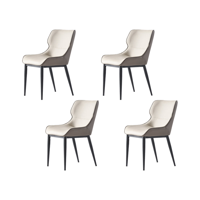 Dining Room Upholstered Chair Home Wingback Faux Leather Dining Chair Off-White 4 Piece Set Clearhalo 'Dining Chairs' 'Dining Tables & Seating' 'dining_chair' 'furn' 'furn_dining_chair' 'Furniture' 'Kitchen & Dining Furniture' 6937725