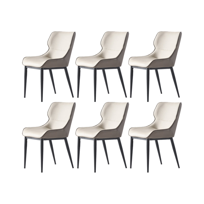 Dining Room Upholstered Chair Home Wingback Faux Leather Dining Chair Off-White 6 Piece Set Clearhalo 'Dining Chairs' 'Dining Tables & Seating' 'dining_chair' 'furn' 'furn_dining_chair' 'Furniture' 'Kitchen & Dining Furniture' 6937727