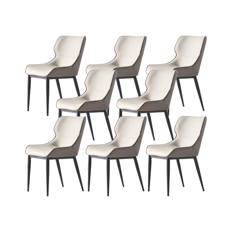 Dining Room Upholstered Chair Home Wingback Faux Leather Dining Chair Off-White 8 Piece Set Clearhalo 'Dining Chairs' 'Dining Tables & Seating' 'dining_chair' 'furn' 'furn_dining_chair' 'Furniture' 'Kitchen & Dining Furniture' 6937729