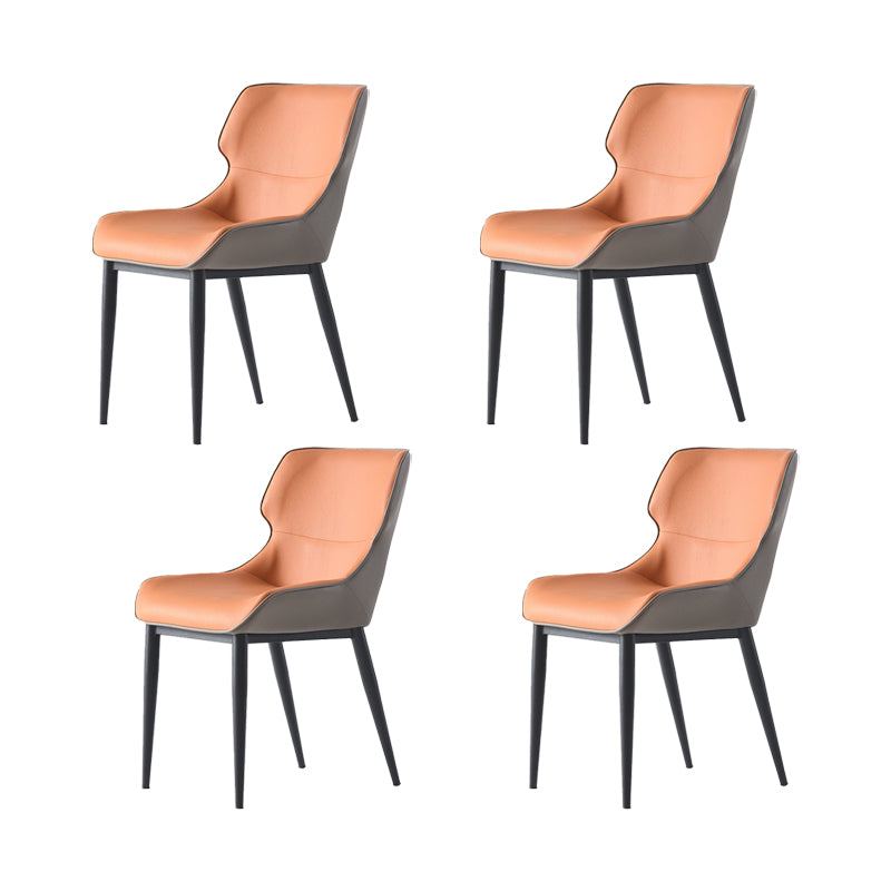 Dining Room Upholstered Chair Home Wingback Faux Leather Dining Chair Orange 4 Piece Set Clearhalo 'Dining Chairs' 'Dining Tables & Seating' 'dining_chair' 'furn' 'furn_dining_chair' 'Furniture' 'Kitchen & Dining Furniture' 6937734