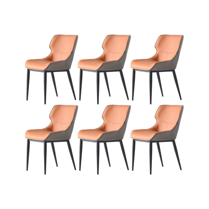 Dining Room Upholstered Chair Home Wingback Faux Leather Dining Chair Orange 6 Piece Set Clearhalo 'Dining Chairs' 'Dining Tables & Seating' 'dining_chair' 'furn' 'furn_dining_chair' 'Furniture' 'Kitchen & Dining Furniture' 6937736