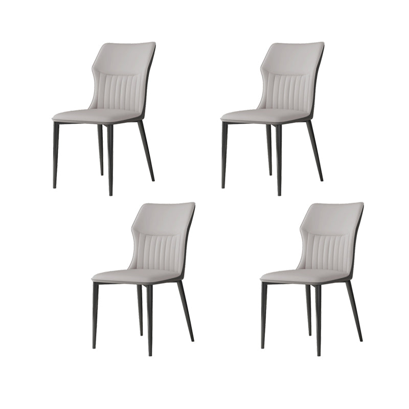 Industrial Upholstered Armless Chair Kitchen Wingback Side Chair Light Gray 4 Piece Set Clearhalo 'Dining Chairs' 'Dining Tables & Seating' 'dining_chair' 'furn' 'furn_dining_chair' 'Furniture' 'Kitchen & Dining Furniture' 6937782