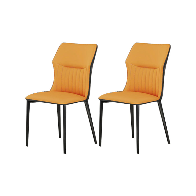 Industrial Upholstered Armless Chair Kitchen Wingback Side Chair Orange Yellow 2 Piece Set Clearhalo 'Dining Chairs' 'Dining Tables & Seating' 'dining_chair' 'furn' 'furn_dining_chair' 'Furniture' 'Kitchen & Dining Furniture' 6937797
