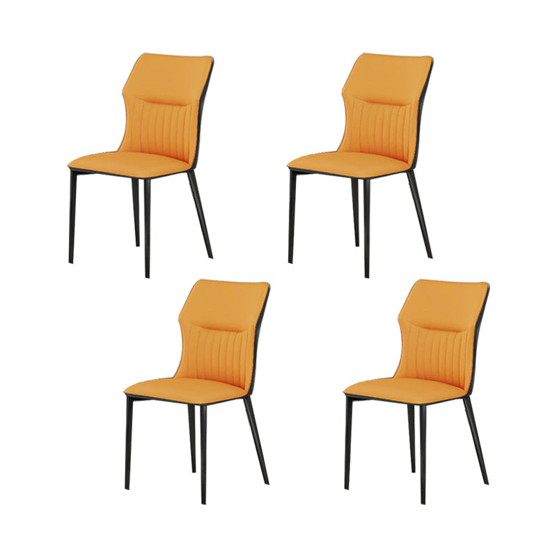 Industrial Upholstered Armless Chair Kitchen Wingback Side Chair Orange Yellow 4 Piece Set Clearhalo 'Dining Chairs' 'Dining Tables & Seating' 'dining_chair' 'furn' 'furn_dining_chair' 'Furniture' 'Kitchen & Dining Furniture' 6937798
