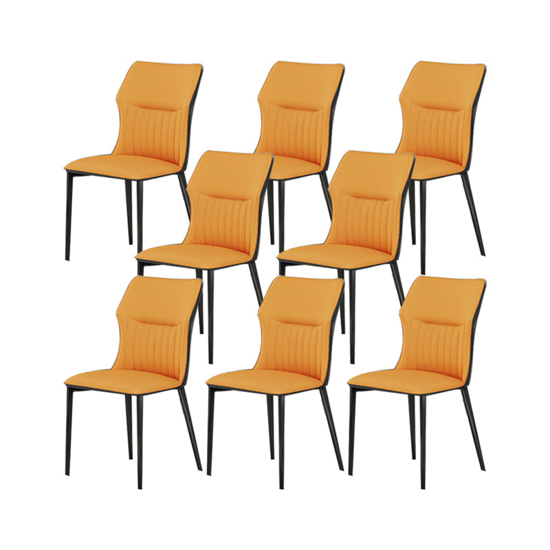 Industrial Upholstered Armless Chair Kitchen Wingback Side Chair Orange Yellow 8 Piece Set Clearhalo 'Dining Chairs' 'Dining Tables & Seating' 'dining_chair' 'furn' 'furn_dining_chair' 'Furniture' 'Kitchen & Dining Furniture' 6937800