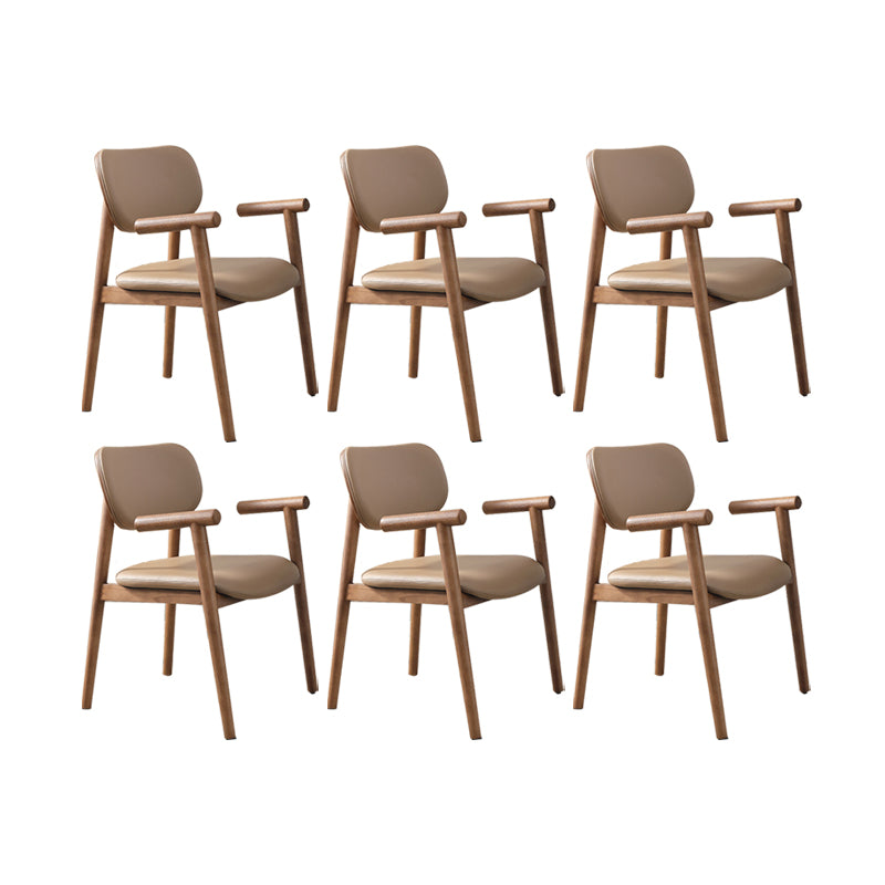 Dining Room Arm Dining Chair Home Modern Solid Wood Dining Chair 6 Piece Set Walnut Clearhalo 'Dining Chairs' 'Dining Tables & Seating' 'dining_chair' 'furn' 'furn_dining_chair' 'Furniture' 'Kitchen & Dining Furniture' 6937973