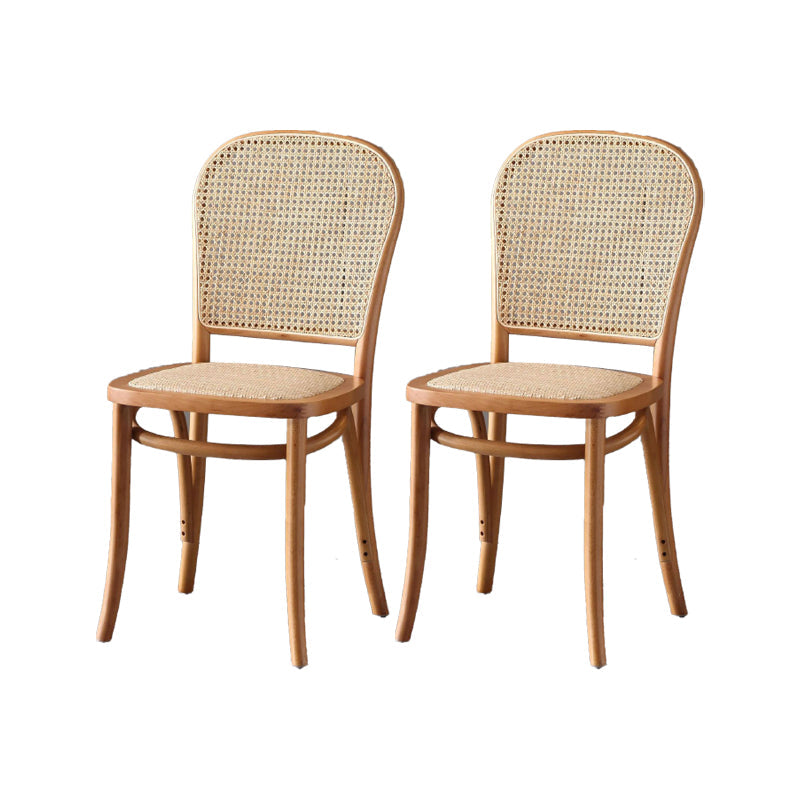 Dining Room Armless Chair indoor Wood Cane Back Dining Chair Light Brown 2 Piece Set Clearhalo 'Dining Chairs' 'Dining Tables & Seating' 'dining_chair' 'furn' 'furn_dining_chair' 'Furniture' 'Kitchen & Dining Furniture' 6938079