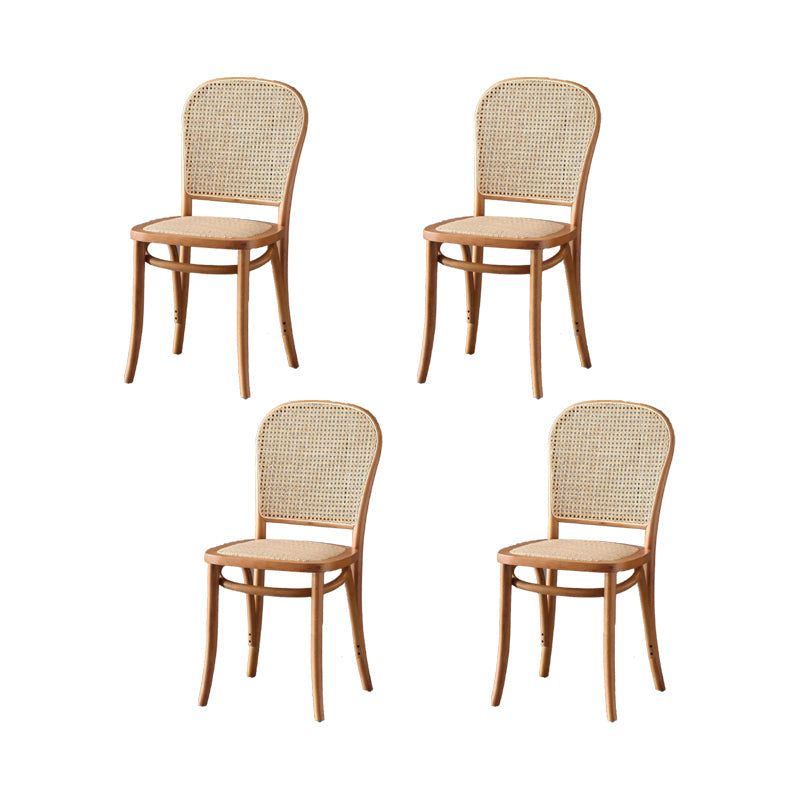Dining Room Armless Chair indoor Wood Cane Back Dining Chair Light Brown 4 Piece Set Clearhalo 'Dining Chairs' 'Dining Tables & Seating' 'dining_chair' 'furn' 'furn_dining_chair' 'Furniture' 'Kitchen & Dining Furniture' 6938081