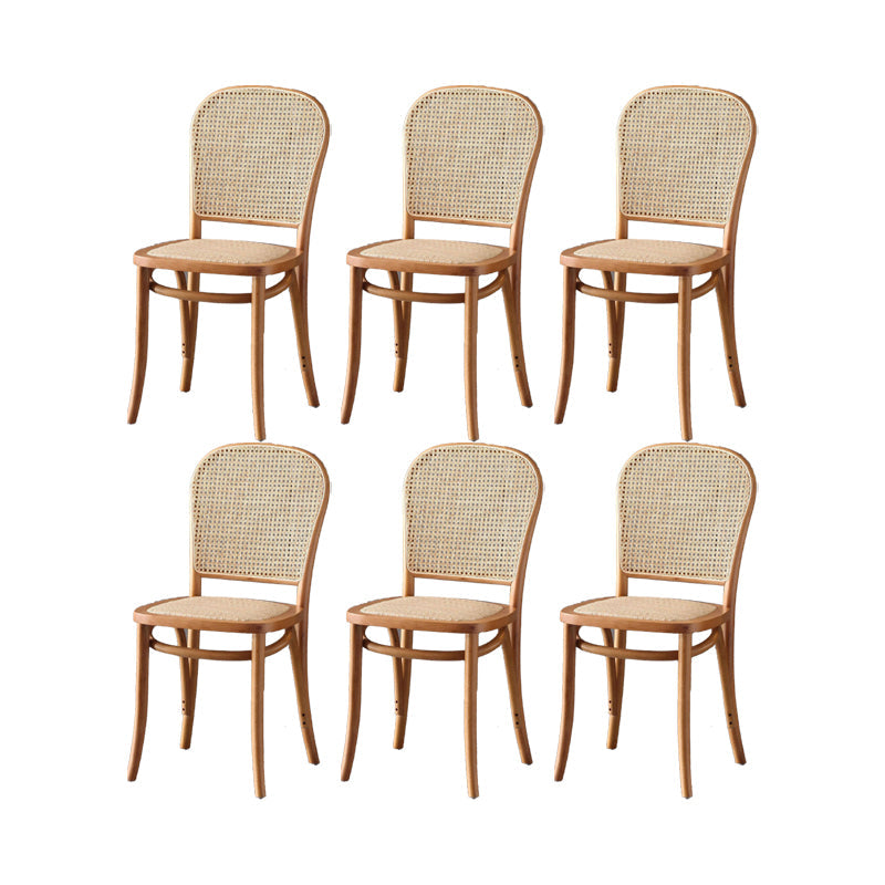 Dining Room Armless Chair indoor Wood Cane Back Dining Chair Light Brown 6 Piece Set Clearhalo 'Dining Chairs' 'Dining Tables & Seating' 'dining_chair' 'furn' 'furn_dining_chair' 'Furniture' 'Kitchen & Dining Furniture' 6938084