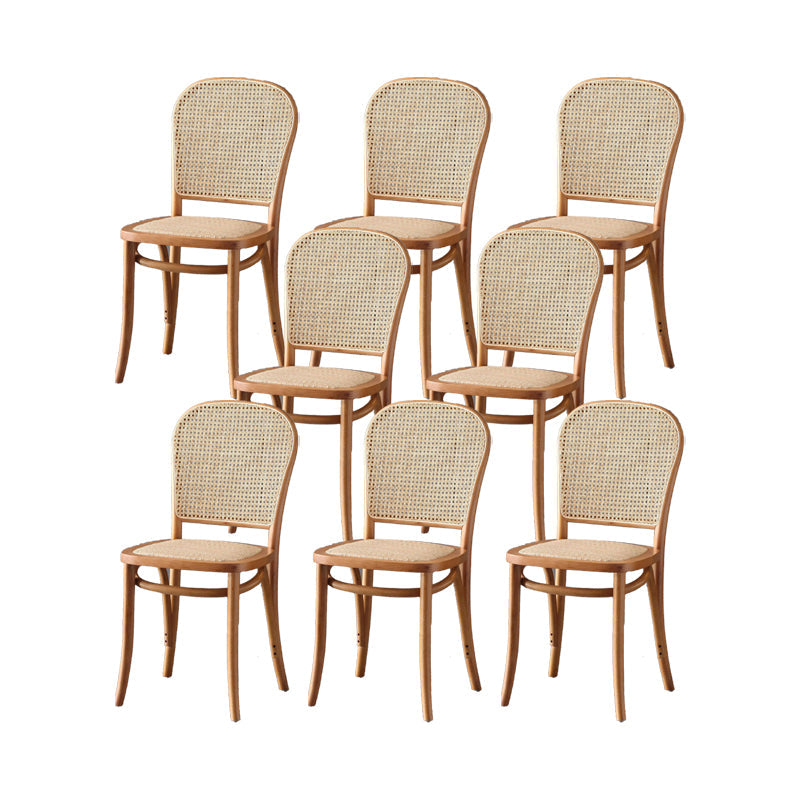 Dining Room Armless Chair indoor Wood Cane Back Dining Chair Light Brown 8 Piece Set Clearhalo 'Dining Chairs' 'Dining Tables & Seating' 'dining_chair' 'furn' 'furn_dining_chair' 'Furniture' 'Kitchen & Dining Furniture' 6938085