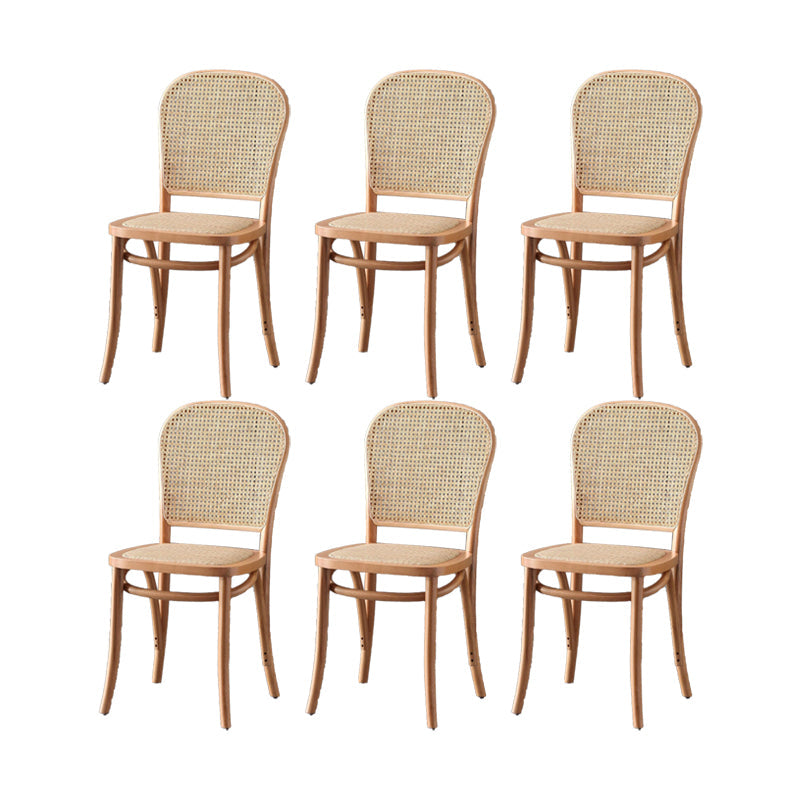Dining Room Armless Chair indoor Wood Cane Back Dining Chair Natural 6 Piece Set Clearhalo 'Dining Chairs' 'Dining Tables & Seating' 'dining_chair' 'furn' 'furn_dining_chair' 'Furniture' 'Kitchen & Dining Furniture' 6938093