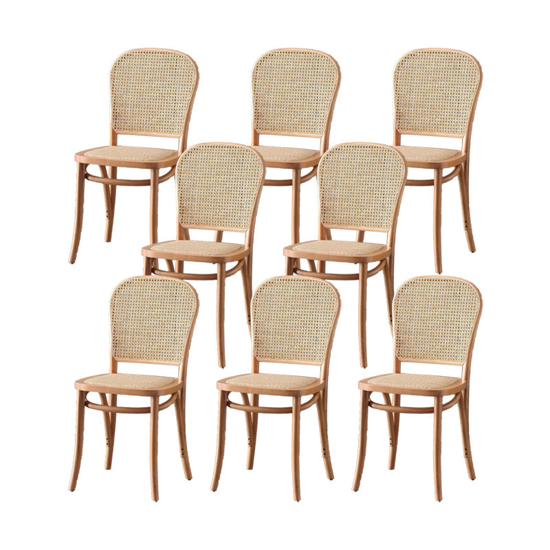 Dining Room Armless Chair indoor Wood Cane Back Dining Chair Natural 8 Piece Set Clearhalo 'Dining Chairs' 'Dining Tables & Seating' 'dining_chair' 'furn' 'furn_dining_chair' 'Furniture' 'Kitchen & Dining Furniture' 6938095