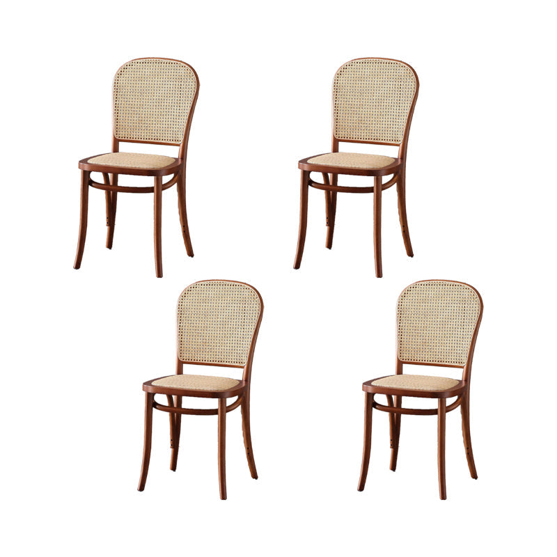 Dining Room Armless Chair indoor Wood Cane Back Dining Chair Light Walnut 4 Piece Set Clearhalo 'Dining Chairs' 'Dining Tables & Seating' 'dining_chair' 'furn' 'furn_dining_chair' 'Furniture' 'Kitchen & Dining Furniture' 6938099