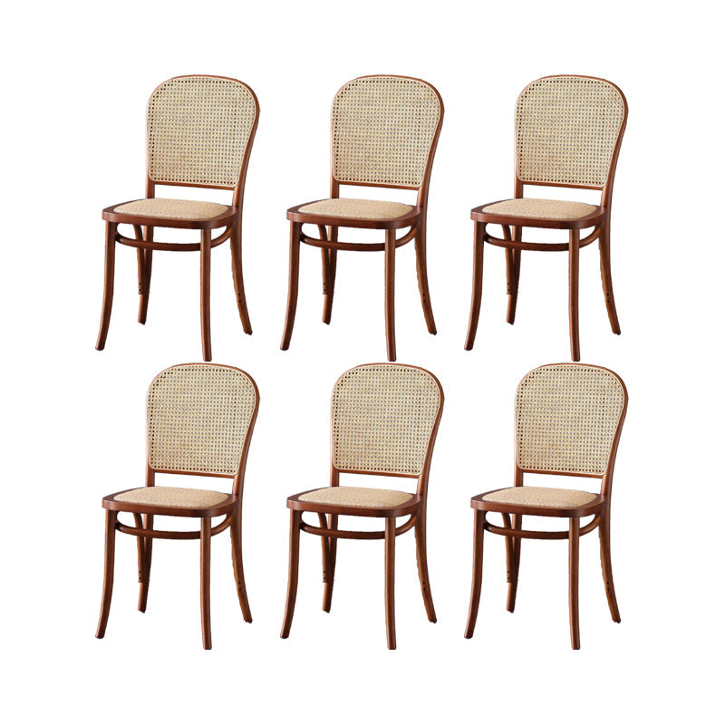 Dining Room Armless Chair indoor Wood Cane Back Dining Chair Light Walnut 6 Piece Set Clearhalo 'Dining Chairs' 'Dining Tables & Seating' 'dining_chair' 'furn' 'furn_dining_chair' 'Furniture' 'Kitchen & Dining Furniture' 6938100