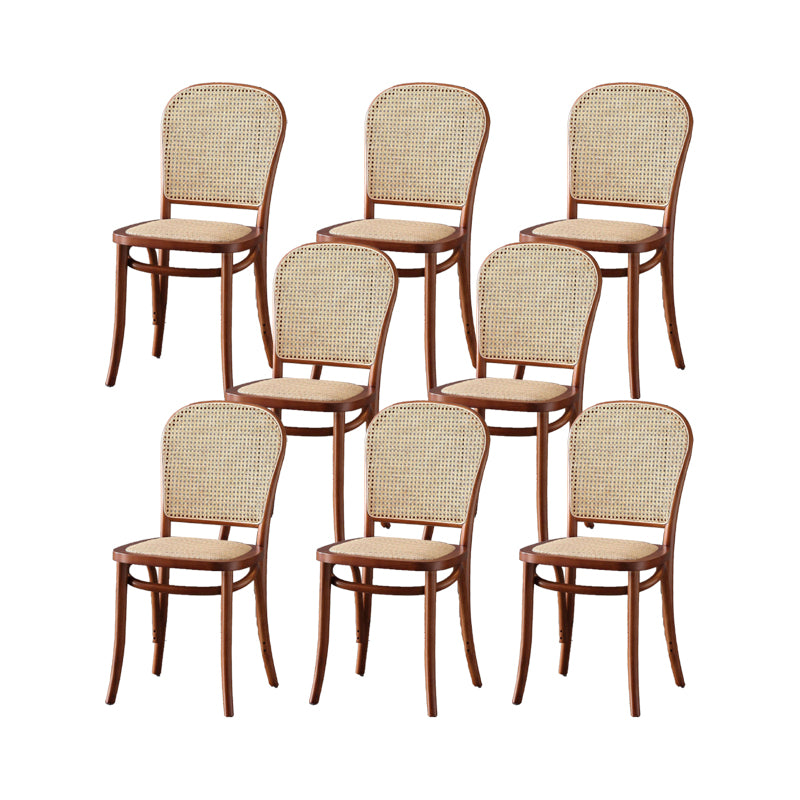 Dining Room Armless Chair indoor Wood Cane Back Dining Chair Light Walnut 8 Piece Set Clearhalo 'Dining Chairs' 'Dining Tables & Seating' 'dining_chair' 'furn' 'furn_dining_chair' 'Furniture' 'Kitchen & Dining Furniture' 6938101