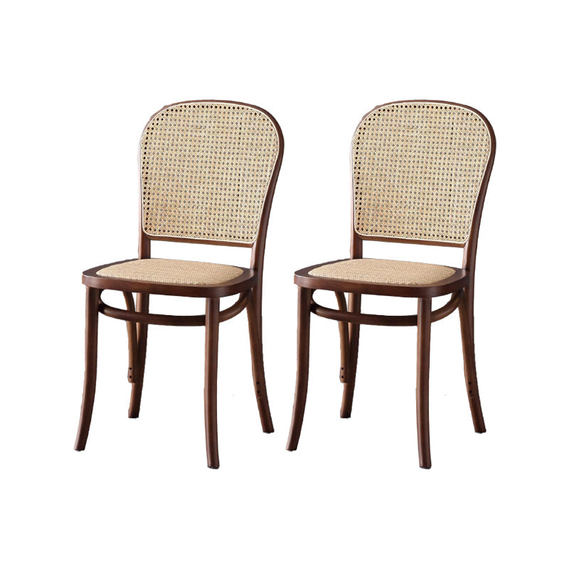 Dining Room Armless Chair indoor Wood Cane Back Dining Chair Nut-Brown 2 Piece Set Clearhalo 'Dining Chairs' 'Dining Tables & Seating' 'dining_chair' 'furn' 'furn_dining_chair' 'Furniture' 'Kitchen & Dining Furniture' 6938103