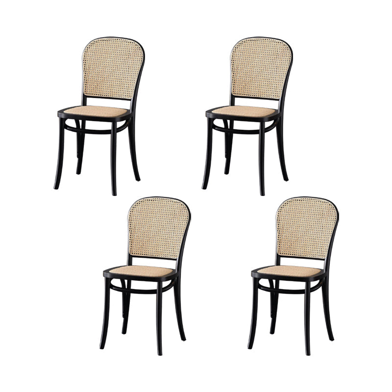 Dining Room Armless Chair indoor Wood Cane Back Dining Chair Black 4 Piece Set Clearhalo 'Dining Chairs' 'Dining Tables & Seating' 'dining_chair' 'furn' 'furn_dining_chair' 'Furniture' 'Kitchen & Dining Furniture' 6938109