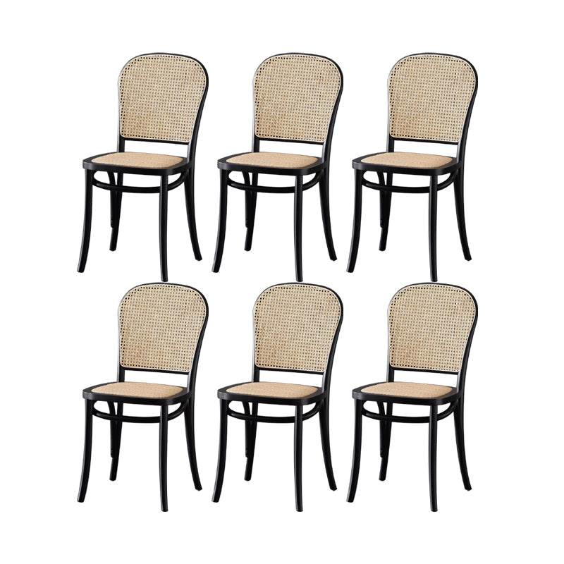 Dining Room Armless Chair indoor Wood Cane Back Dining Chair Black 6 Piece Set Clearhalo 'Dining Chairs' 'Dining Tables & Seating' 'dining_chair' 'furn' 'furn_dining_chair' 'Furniture' 'Kitchen & Dining Furniture' 6938110