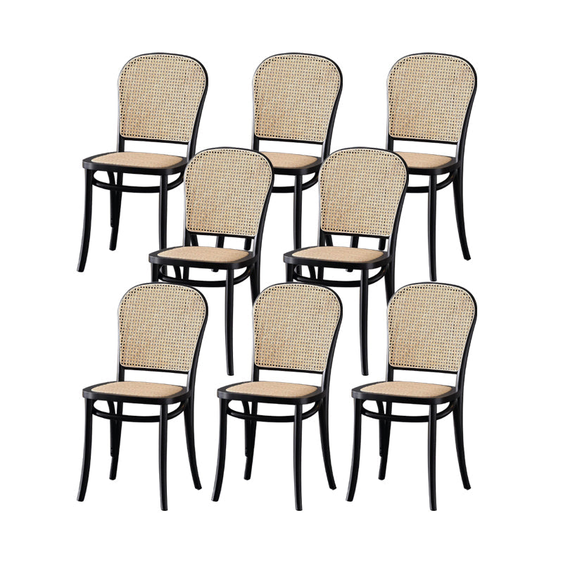 Dining Room Armless Chair indoor Wood Cane Back Dining Chair Black 8 Piece Set Clearhalo 'Dining Chairs' 'Dining Tables & Seating' 'dining_chair' 'furn' 'furn_dining_chair' 'Furniture' 'Kitchen & Dining Furniture' 6938111