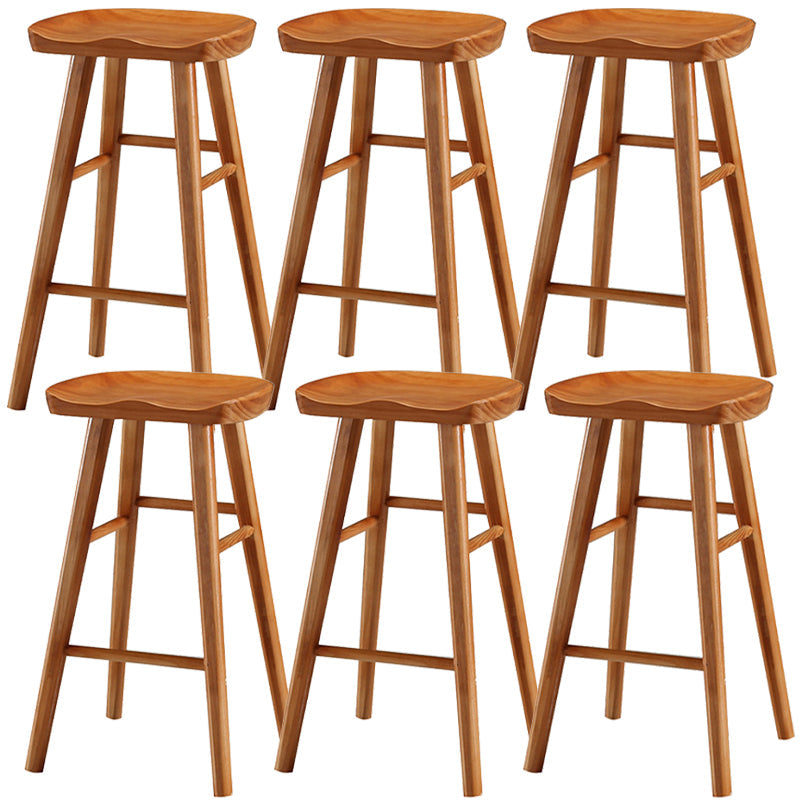 Modern Backless Armless Counter Stool Pine Wood Cafe Bar Stool with Pedal