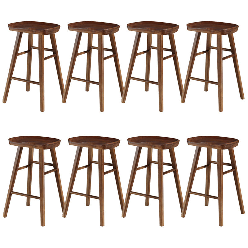 Modern Backless Armless Counter Stool Pine Wood Cafe Bar Stool with Pedal