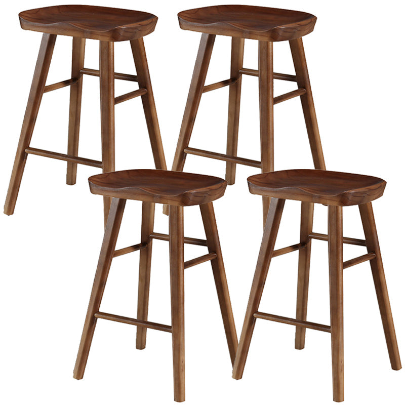 Modern Backless Armless Counter Stool Pine Wood Cafe Bar Stool with Pedal