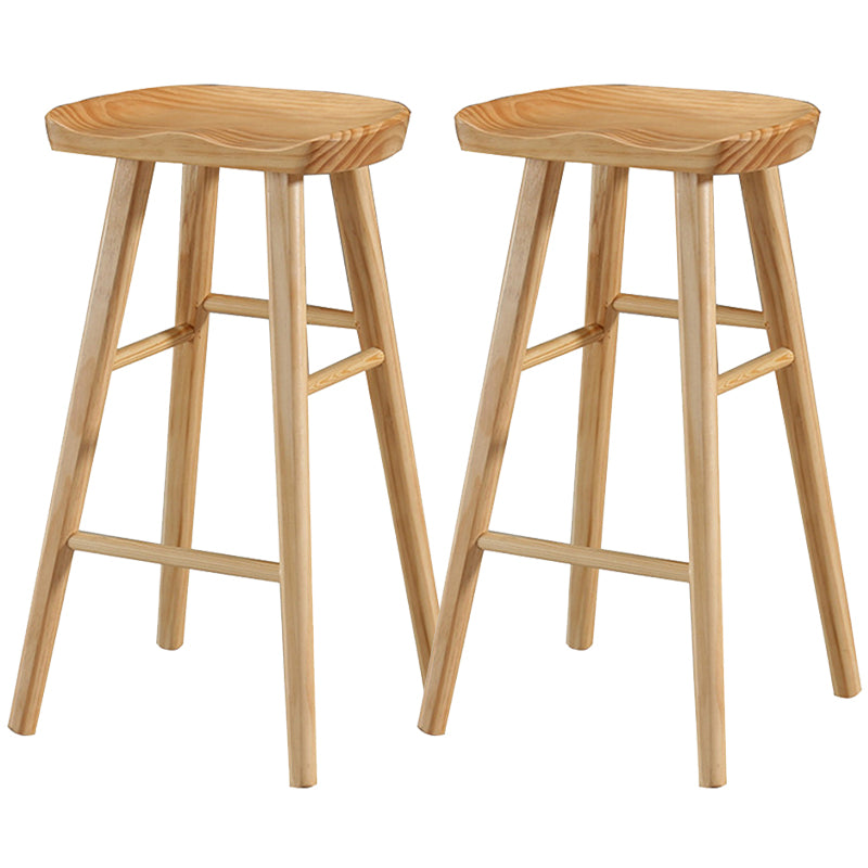 Modern Backless Armless Counter Stool Pine Wood Cafe Bar Stool with Pedal