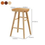Modern Backless Armless Counter Stool Pine Wood Cafe Bar Stool with Pedal