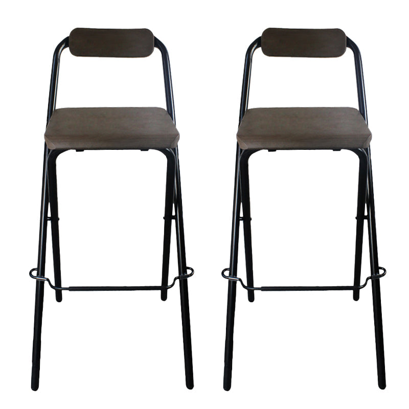 Contemporary Folding Dining Stools Armless Bar Stools with Metal Base Black 2 Piece Set Clearhalo 'Bar Furniture' 'Bar Stools' 'bar_stools' 'furn' 'furn_bar_stools' 'Furniture' 'Kitchen & Dining Furniture' 6938531