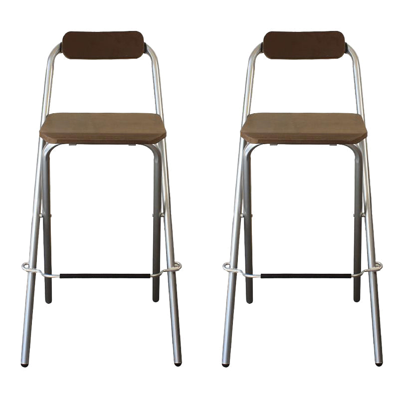 Contemporary Folding Dining Stools Armless Bar Stools with Metal Base Silver 2 Piece Set Clearhalo 'Bar Furniture' 'Bar Stools' 'bar_stools' 'furn' 'furn_bar_stools' 'Furniture' 'Kitchen & Dining Furniture' 6938533
